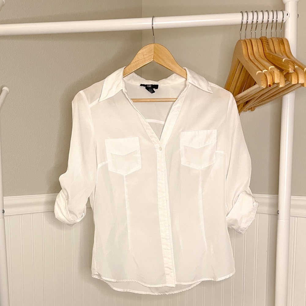 IZ white button down top
